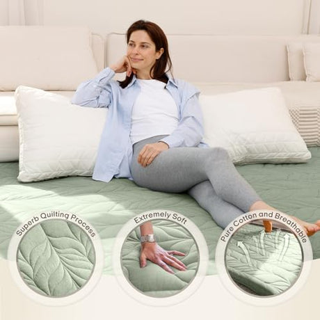 ZonLi Japanese Floor Mattress Futon Mattress King Size, 4" Thicken Roll Up Tatami Mat 100% Cotton Washable Cover, Portable & Foldable Floor Bed Mattress for Sleeping, Dormitory, Adult Kids, Green ZonLi