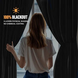 MaKefeile Room Divider Curtains with Flexible Ceiling Curtain Tracks Set,100% Blackout Floor to Ceiling Curtains Patio Sliding Door Curtains (Black Drape & Black Rail W 8.3 × H 7 FT) MaKefeile