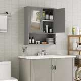 Shintenchi Bathroom Cabinet with Mirror, Wood Medicine Cabinet with Adjustable Shelf, Wall Mount Cabinet Storage, Cupboard, Gray Shintenchi