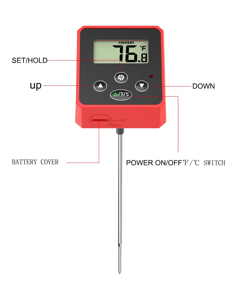 Digital Candy Thermometer with Pot Clip,Alarm Function,10'' Long Probe,Rotatable Display, Programmable Instant Read Food Candy Thermometer for Candy Making,Candle Smoker, Oil Cooking Efeng