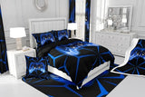 Feelyou Kids Gamer Comforter Set,Gaming Bedding Set Twin Size for Boys Girls,3D Geometric Video Game Console Comforter,Blue and Black Game Contoller Bed Set for All Season Feelyou