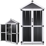 Outdoor Storage shed Small Storage shed with Floor Wooden Frame Lockable Metal Door Adjustable Shelves Cabinets Waterproof Large Capacity Storage Tool Cabinet Box for Backyard Garden Patio Lawn Agitree