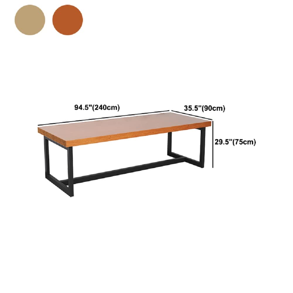 XINDAR Wood Conference Table, Rectangle Meeting Table Industrial Office Desk with Trestle Base (Natural, 94.5" L x 35.4" W x 29.5" H) XINDAR