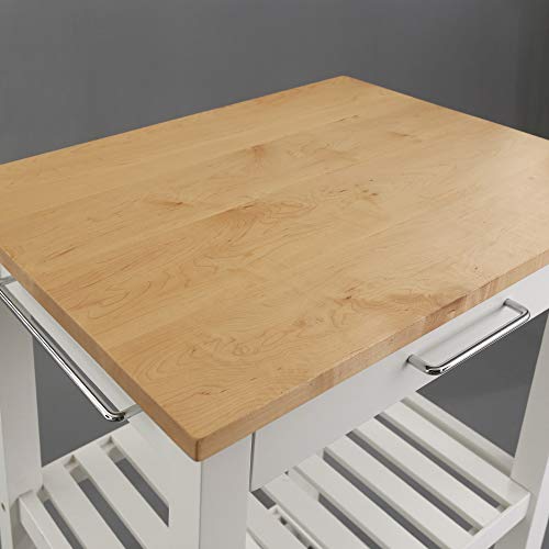 Casual Home Sunrise (Small) with Solid Harvest Hardwood Top Kitchen Island, 22.75"W, Natural&White - WoodArtSupply