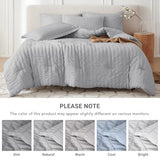 MUXHOMO 7 Pieces Queen Comforter Set, Seersucker Bed in a Bag Queen Size, All Season Luxury Bedding Set with Comforter, Flat Sheet, Fitted Sheet, Pillowcases & Shams, Light Grey MUXHOMO