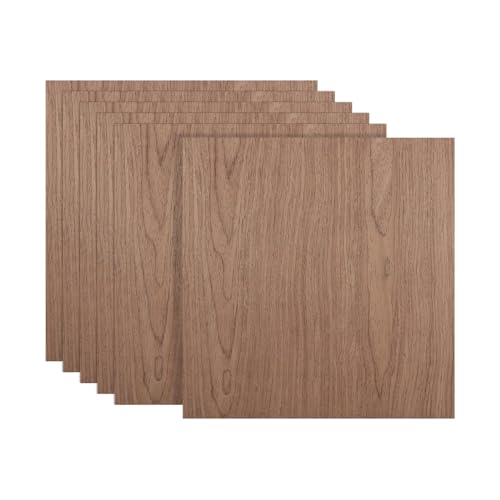 6Pcs 12 x 12 x 1/16 Inch Walnut Plywood Sheets Unfinished Plywood Sheet for Arts and Crafts, Painting, Pyrography, Wood Engraving, Wood Burning, Laser, Architectural Models ACXFOND