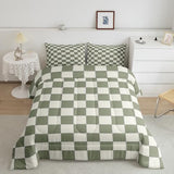 Erosebridal Plaid Comforter Set Twin Beige Sage Green Checkerboard Quilt Set Geometric Checkered Bedding Set for Kids Boys Girls, Aesthetic Grid Duvet Set Modern Room Decor 2 Pcs Erosebridal