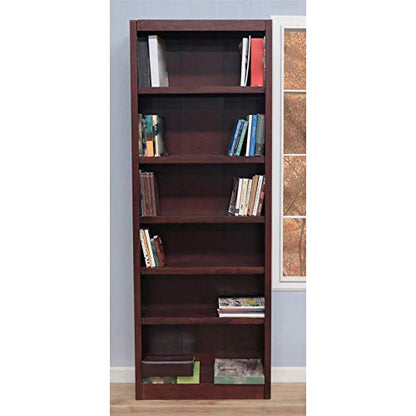 Home Square Cherry 84" Tall Solid Wood 6-Shelf Bookcase Set of 2 - WoodArtSupply