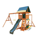 KidKraft Brightside Wooden Swing Set with Café Area and Stools KidKraft