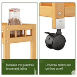 TIE-DailyNec 4-Tier Bamboo Kitchen Rolling Cart Removable Wood Trolley Island Cart, Utility Cart Multi-Layer Storage Shelf Rack on Wheels (23.6" L X 7.1" W X 37.8" H) TIE-DailyNec