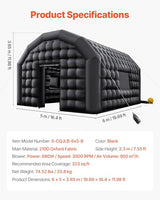 VEVOR Inflatable Nightclub, 19.7 x 16.4 x 12 ft Inflatable Party Tent with 680W Blower & Sandbag, Ventilated Blow up Night Club with 2 Windows, Air Cube House for Event Birthday Wedding Party VEVOR