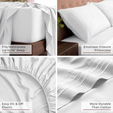 Mellanni King Sheets Set - 4 PC Iconic Collection Bedding - Hotel Luxury, Extra Soft, Cooling Bed Sheets - Wrinkle, Fade, Stain Resistant (King, White) Mellanni