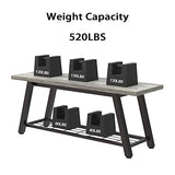 Oastreeful Grey Storage Bench Industrial Rustic Wooden and Metal Entryway Shoe Boots Storage Rack Long Bench Seat for Hallway Bedroom Rustic Farmhouse Style Oastreeful