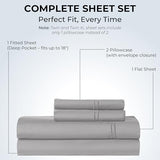 Mayil Manor 100% Natural Cotton Bed Sheets | 500 TC Single-Ply Sateen Weave King Size Sheets Set | Breathable & Hypoallergenic Solid 4-Piece Bedding with Deep Pocket Fitted, Flat, Pillowcase | Grey Mayil Manor