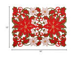 Simhomsen Embroidered Christmas Holidays Red Poinsettia Placemat 12 × 18 Inch Set of 6 Simhomsen