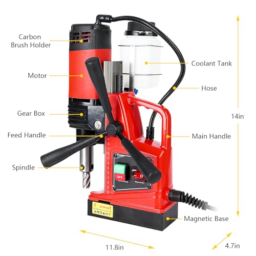 Portable Electric Mag Drill Press - Powerful 2922lbf, 1100W, 1.6" Boring Diameter, Variable Speed, 550RPM. - WoodArtSupply