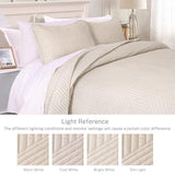 Exclusivo Mezcla Ultrasonic Full Queen Quilt Bedding Set, Lightweight Brich Beige Bedspreads Soft Modern Geometric Coverlet Set for All Seasons (1 Quilt and 2 Pillow Shams) Exclusivo Mezcla