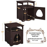 Yaheetech Cat Litter Box Enclosure, Hidden Litter Box Furniture with Open Shelf, Indoor Cat Washroom, Storage Cabinet Pet Crate, Side End Table, Wooden Pet House Espresso Yaheetech