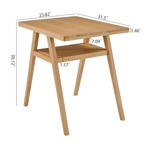 3-Piece Modern Dining Set with Stackable Dining Chairs, Solid Wood Square Table and Chair Breakfast Table Set for 2 Person, Space Saving Dinette for Dining Room, Kitchen, Living Room, Patio-Nature MIAUWUUFHOME