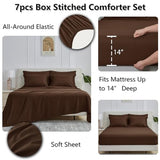CozyLux Queen Comforter Set Brown - 7 Pieces Bed in a Bag Queen, All Season Breathable Bedding Sets, Oeko-Tex Certified Bed Set with Down Alternative Comforter, Sheets, Pillowcases & Pillow Shams CozyLux