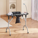 VEVOR Portable Manicure Table, Foldable Nail Table with Electric Dust Collector, Moveable Nail Tech Desk & 4 Wheels, 3 Dust Bags, Bendable LED Lamp, VEVOR