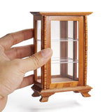 Odoria Dollhouse Display Cabinet Miniature: 1/12 Scale Mirrored Storage for Vintage Living Room - Mini Brown Curio Cabinets - Tiny Wood Furniture Odoria