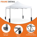 Sweetcrispy 10 x 10 Ft Pop Up Canopy Tent Outdoor Use, Portable Shade Waterproof Beach Tent with Sand Bags for Events Backyard Parties, White Sweetcrispy