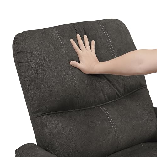 Lexicon Manual Rocker Recliner Chair, Polished Microfiber Manual Reclining Chair with Overstuffed Backrest, Comfy Nursery Recliner for Living Room/Office/Bedroom/Apartment, Easy Assembly, Chocolate