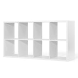 CAPHAUS Sturdy Room 13-Inch Cube Storage Organizer Shelf, with Extra Thick Exterior Edge, Open Storage Shelf Divider, Bookcase, 8-Cube, White CAPHAUS