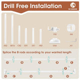 SUNALLY Room Divider Curtain Rod, No Drilling Room Separator for Space Partition Adjustable 4-10ft(H) 28-70inch(W) Heavy Duty Temporary Wall Divider Floor to Ceiling Tension Rod, White SUNALLY