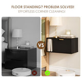 Masupu Floating Nightstand, Wall Mounted Floating Bedside Table with Storage Drawer and Open Shelf, Modern Bedroom Nightstand, 19.3" x 11.4" x 10", Black Masupu