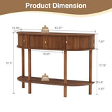 XUZENEST 43.3“ Fluted Half Moon Console Table, Modern Entryway Console Sofa Table with Storage, Narrow Wood Accent Tables Behind Couch Tables for Living Room, Hallway, Foyer(Walnut) XUZENEST