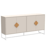 RASOO Buffet Cabinet White 4 Doors Modern Kitchen Buffet Storage Sideboard Cabinet Credenza Cabinet Cupboard with Adjustable Shelves RASOO