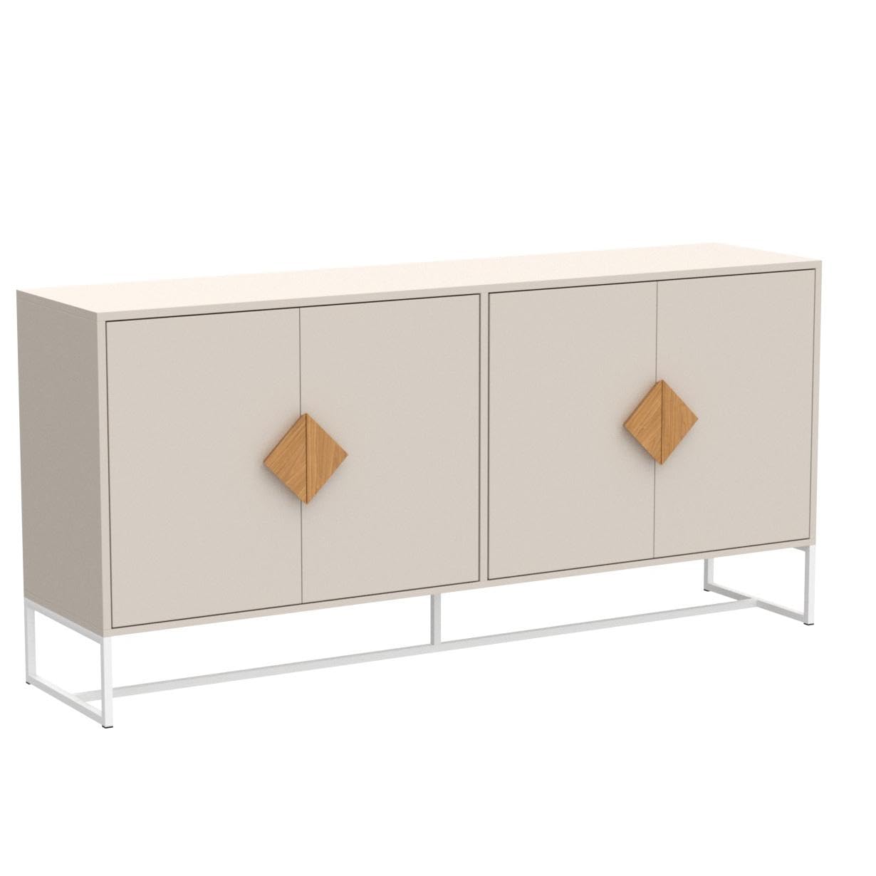 RASOO Buffet Cabinet White 4 Doors Modern Kitchen Buffet Storage Sideboard Cabinet Credenza Cabinet Cupboard with Adjustable Shelves - WoodArtSupply