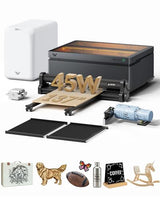 WECREAT Vision Pro 45W Laser Engraver and Cutter, with 137” Auto Conveyor Feeder & Fume Extractor, HD Camera & Auto-Lifting, Laser Cutter Cuts 1” Wood, Desktop Laser Engraver Machine for Woodworker WECREAT