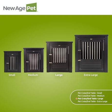 New Age Pet ECOFLEX InnPlace Dog Crate & End Table, Indoor Furniture Style Pet Kennel for Small, Medium, Large & XL Dogs, Durable Composite, Espresso Black, Large New Age Pet
