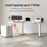 Agilestic 59 Inch L Shaped Standing Desk Adjustable Height, Electric Corner Standing Desk, Sit Stand Computer Table with Splice Board, White Agilestic