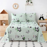 Yibeizi Twin Sheets Set Kids, Sage Green Panda Pattern Microfiber Single Bed Sheets, Cute Soft Oeko-Tex Extra Deep Pocket Sheets & Pillowcases Cooling Hypoallergenic Wrinkle Free Bedsheets Yibeizi