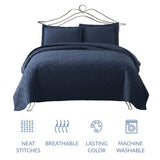 EXQ Home Quilt Set Full Queen Size Navy 3 Piece,Lightweight Soft Coverlet Modern Style Squares Pattern Bedspread Set(1 Quilt,2 Pillow Shams) EXQ Home