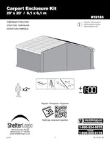 Arrow Carports Enclosure Kit for Galvanized Steel Carport, Fabric Carport Wall Panels, 20' x 20' x 7' Arrow
