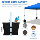 WEIZE Pop up Canopy Tent 10x10ft, 1-Button Push Setup, Instant Portable Shelter, Adjustable Height, Portable Roller Bag, 4 Weight Bags, Guy Ropes & Stakes Included Blue WEIZE