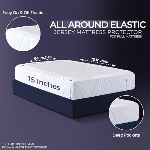 Waterproof Mattress Protector and Pillow Cases, Full Size, Includes +2 Zippered Pillow Protectors and 1 Mattress Cover Set, Fitted Sheet Style Deep Pockets with All Around Elastic Utopia Bedding