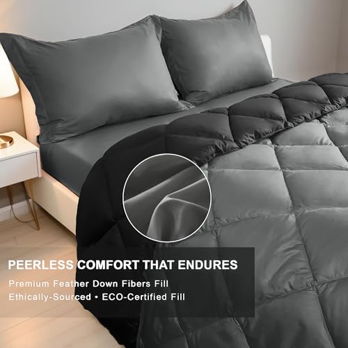 WQSPRING King Size Comforter Set, Reversible 3 Pieces Lightweight Soft Bedding Set for All Season, Premium Bed in a Bag Includes 1 Comforter (106"x90") and 2 Pillowcase (20"x36") WQSPRING