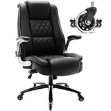 High Back Office Chair- Flip Arms Adjustable Built-in Lumbar Support, Executive Computer Desk Chair Work Chairs, Thick Padded Strong Metal Base Quiet Wheels, Ergonomic Design for Back Pain EZAKI