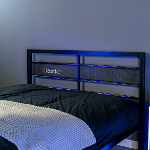 X Rocker Basecamp Full Size Gaming Bed, Rotating TV Mount with Vented Console Storage, Metal Mesh Frame with Slats, Amazon Exclusive, Black X Rocker
