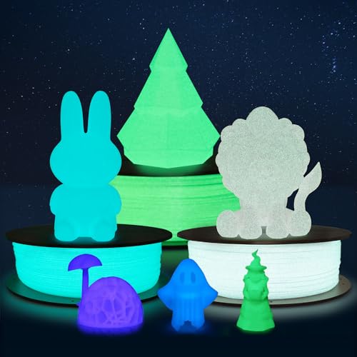 Kretrum 3D Printer Filament Glow in Dark PLA 1.75 mm Dimensional Accuracy +/- 0.02 mm 1 KG 2.2 lbs Neatly Shiny Spool Widely Suitable for Most FDM 3D Printer Glow in The Dark Blue Kretrum