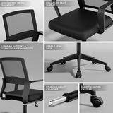 SUKIDA Desk Chair Mesh Office Chair with Upholstery Executive Office Chair with Armrests, Mid-Back Task Chair Height-Adjustable Computer Chair, Black SUKIDA
