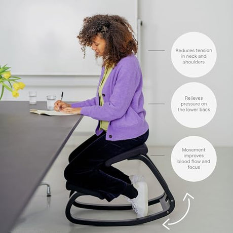 Varier Variable Natural/Grey Ergonomic Office Kneeling Chair for Desk for Desk – Back Pain Relief, Rocking Seat for Home, Study & Posture Support – 10 Year Quality Guarantee Varier