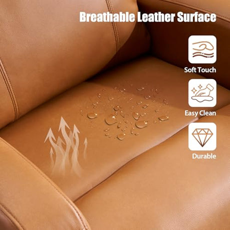 Lynkron Breathable Air Leather Power Swivel Rocker Recliner, 2-Zone Electric Adjustment (Headrest Independent, Back & Footrest Linked), 270° Swivel, 8-Mode Massage & Heat, USB/Type-C, Side Pocket Lynkron