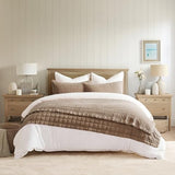 EVERGRACEHOME Stonewashed Cotton Quilt Set King Size, Ultra Soft Oversized Bedspread Coverlet Set, Lightweight Crinkle Box Stitch Bedding Sets for All Season, with 2 Shams, Mocha Brown EVERGRACEHOME